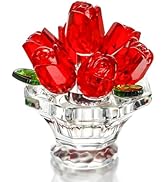H&D HYALINE & DORA Red Crystal Rose Flower Figurine,Rose Gifts for Wife,Birthday Gifts for Women,...