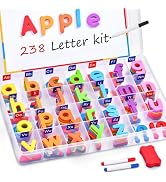 JoyCat 238 Pcs Magnetic Letters Kit with Double-Sided Board | Full-Cover Foam Magnets, Uppercase ...