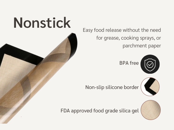 HAPPIELS nonstick nontoxic silicone baking mats