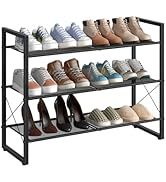 CHOEZON Shoe Rack, 3-Tier Shoe Organizer, Metal Shoe Rack for Closet, Free Standing Shoe Shelf, w...