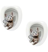 2Pcs Cartoon Toilet Seat Lid Sticker Cute Cat Waterproof Self-Adhesive Removable Toilet Lid Decal...