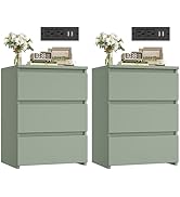 FOTOSOK Nightstand Set of 2, 26" H Night Stand with Charging Station, Nightstand Set 2 with USB P...