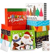 HOIIOH 12 Extra-Large Christmas Gift Boxes with Lids – 4-Inch Deep Robe Boxes with Tissue Paper &...