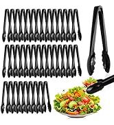 Mwellewm 40 Pcs Plastic Tongs for Serving Bulk 9 Inch Serving Disposable Tongs, Plastic Serving U...
