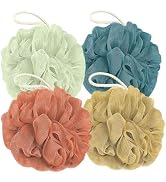 Awontar Bath Loofah Sponge, 60G Shower Loofah Exfoliating Body Scrubber Sponge, 4 Count Bath Mesh...