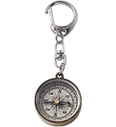 Gold Vintage Zinc Alloy Metal Compass with Chain, Key Ring Camping Compass Keychain Navigation To...