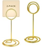 NELJIBEHU Gold Metal Table Number Holders, 6 Inch Tall Place Card Holders with Stable Base, Elega...