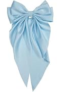 1pc Light Blue Jumbo Bow Clip with Tails Hair Bow Clip For Girls Silky Satin Hair Barrettes Metal...