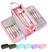 Sooez Large Pencil Case, Big Capacity Pencil Pouch Pen Bag with 3 Compartment, Portable Canvas St...