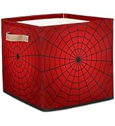 Ackutea Storage Cubes Bins, 13 Inch Red Spider Web Collapsible Fabric Organizer Baskets Box with ...