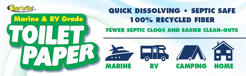 rv toilet paper, camping toilet paper, boat toilet paper, porta potty toilet paper, tp, star brite
