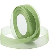 Sentoyou Green Sheer Organza Ribbon for Gifts Wrapping, 1 inch 50Yard Sage Green Chiffon Ribbon, ...