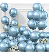 Jobkoo Light Blue Metallic Balloons, 50Pcs 10Inch Chrome Baby Blue Balloons Pastel Blue Metallic ...