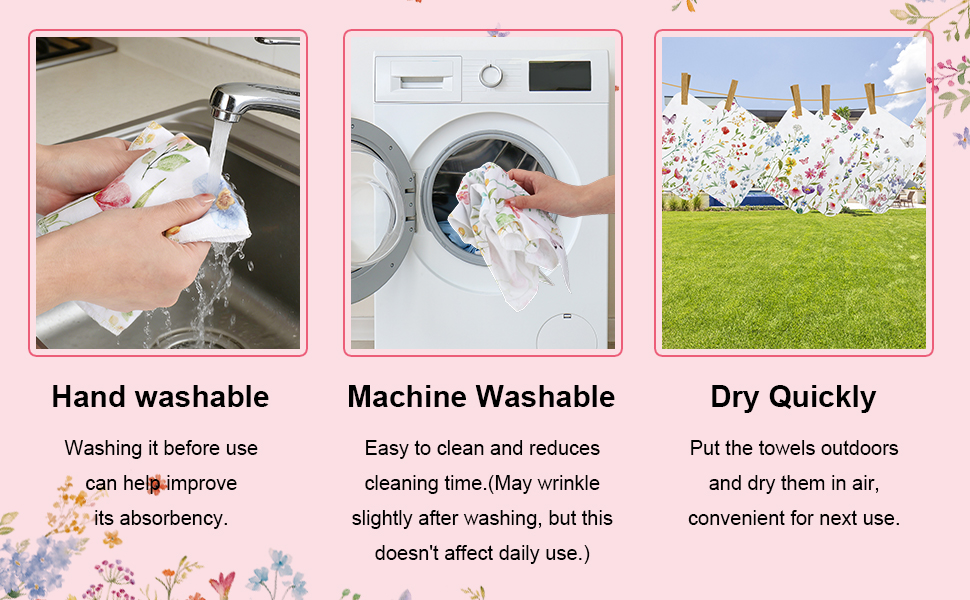 spring flower cotton kitchen towels washable