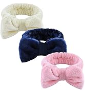WSYUB 3Pcs Spa Headband, Makeup Headband for Washing Face, Bow Headbands for Women, Fluffy Skinca...
