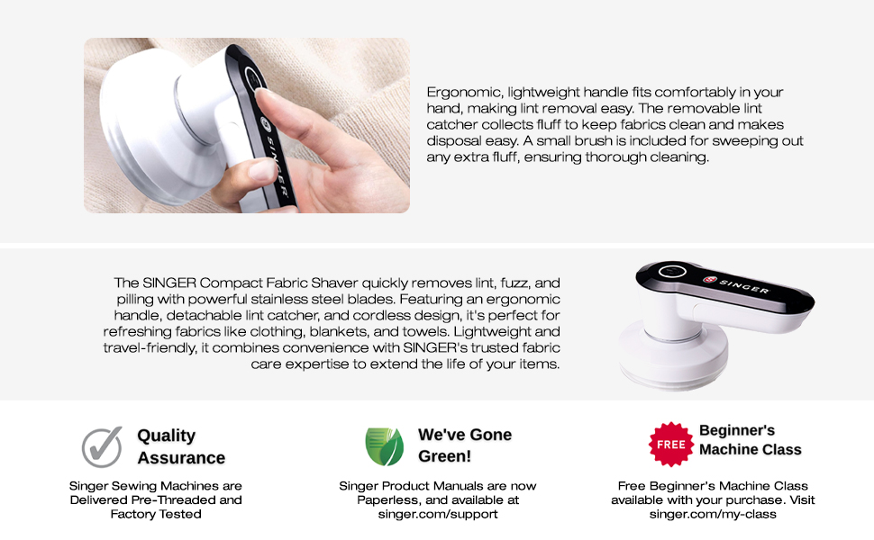 SINGER Compact Fabric Shaver and Lint Remover