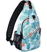 MOSISO Sling Backpack,Travel Hiking Daypack Pattern Rope Crossbody Shoulder Bag, Flamingo