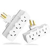 3 Outlet Swivel Wall Adapter, Grounded 180 Degree Electrical Plug Adapter, 3-Prong Outlet Tap, Gr...