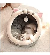 Andiker Cat Beds for Indoor Cats, Semi-Enclosed Cat Cave Bed with a Plush Ball Large Space for Ca...