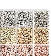 Redtwo 2300 Pcs Gold Spacer Beads Set for Jewelry Making, 6 Shapes Round Star Heart Pineapple Fla...