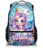 Girls Backpack for Kids 6-8, Custom 17" Mermaid School Backpacks for Primary Elementary, Back to ...