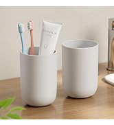 MOPMS 13oz Bathroom Tumbler 2PC, Unbreakable Plastic Cup, Grey | Unbreakable 380ml plastic bathro...