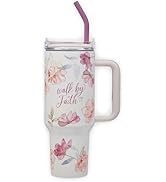 Christian Art Gifts Large Stainless Steel Insulated Travel Mug Tumbler for Women: Walk by Faith I...