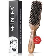Boar Bristle Hair Brush for Men, Beard Brush with Wooden Handle for Beards Mustaches Grooming, an...