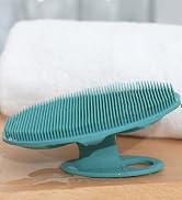 silicone body scrubber exfoliating loofah soft bristles gentle clean exfoliation men women
