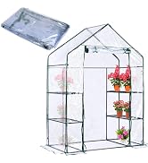 SHANGXING Walk in Greenhouse Replacement Cover with Roll-Up Zipper Door- 28"x56"x76" PVC Plant Ga...