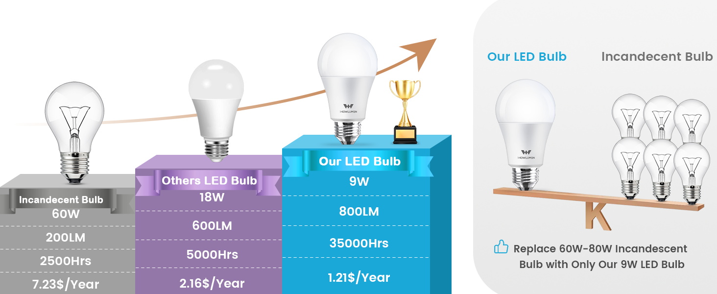 WOWLUMEN A19 LED BULBS Compare to Others