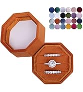 BLUTETE Velvet 3 Slots Jewelry Ring Box Engagement Wedding Box Keepsake Box Bridal Photo Ring Tri...