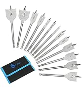 GMTOOLS 13 Piece Spade Drill Bit Sets, Paddle Flat Bit for Hole Cutter Woodworking, 1/4" to 1-1/2...
