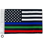 Motorcycle Flag,Thin Blue Red Green Line American Flag,Double Sided Double Stitched Motorcycle Fl...