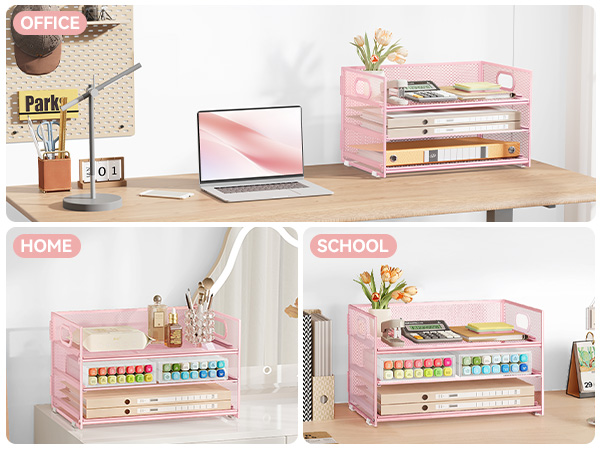 different scenarios for 3 tier mesh paper organizer