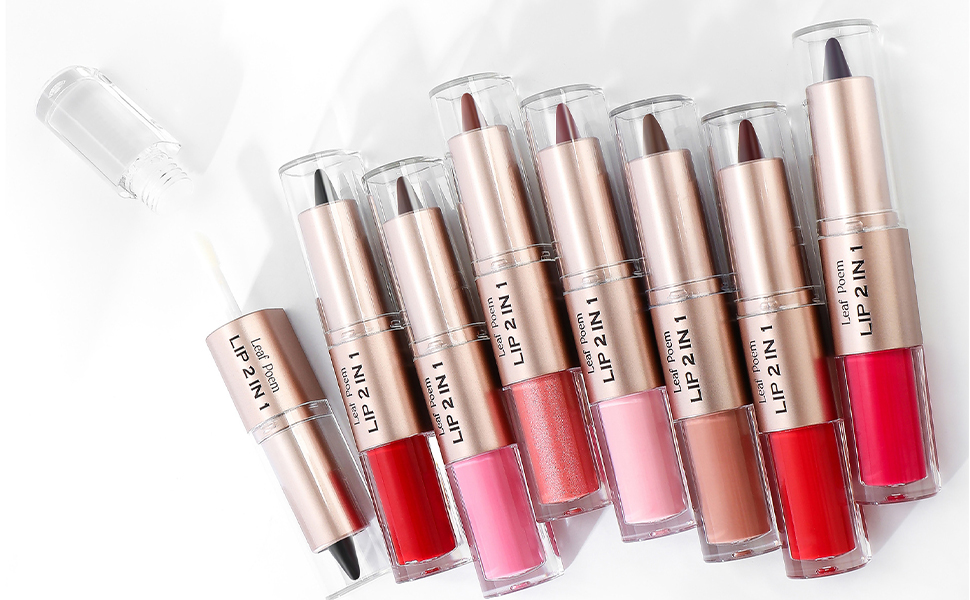 3 Pcs Lip Liner and Gloss Set 2 in 1 Lipstick