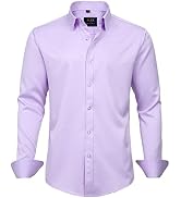 J.Ver Men's Dress Shirts Solid Long Sleeve Stretch Wrinkle-Free Formal Shirt Business Casual