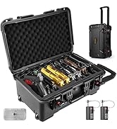 Pistol Gun Case for Multiple Handguns - Holds 10 Pistols & 12 Magazines, Pre-Cut Multiple Pistols...