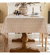 AIRCOWRIE Cotton Linen Tablecloth for Rectangle Tables, Heavy Duty Wrinkle Free Water Resistant W...