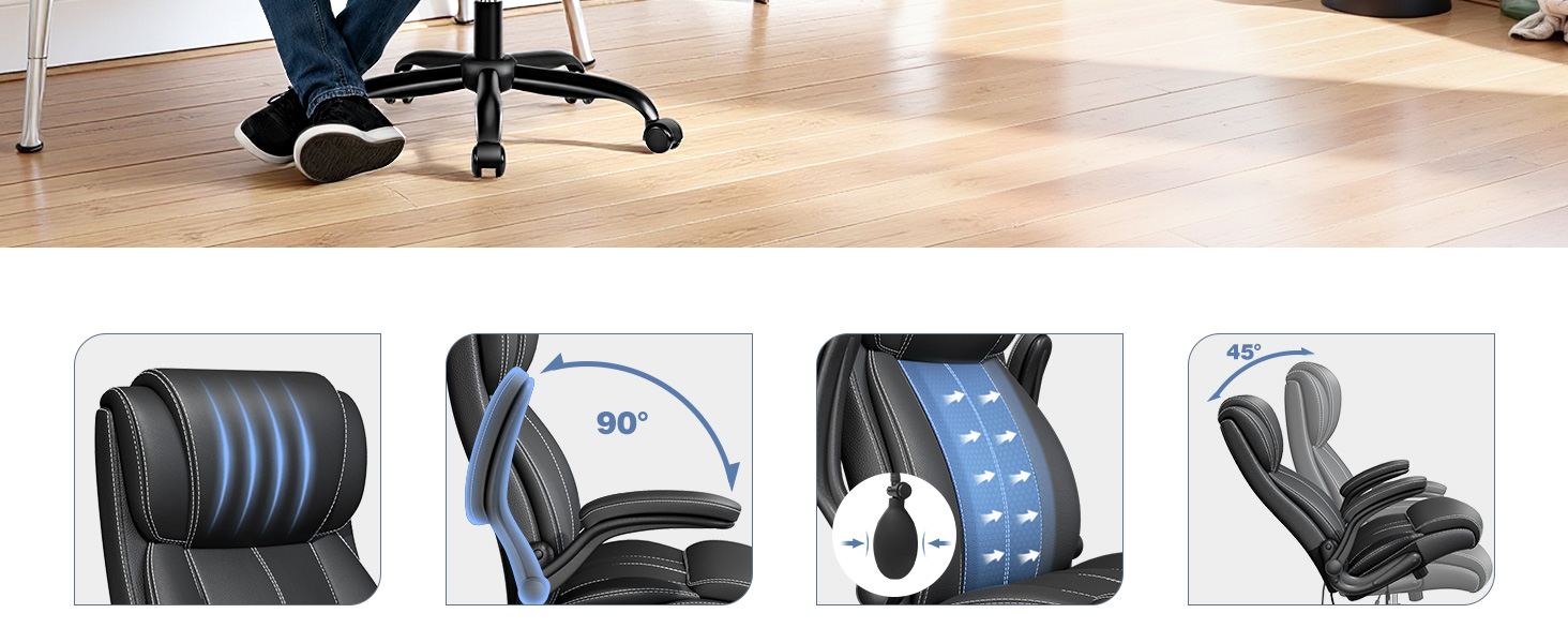 Ergonomic Office Chair Desk Computer Chair Leather High Back Executive Chairs with Adjustable Lumbar