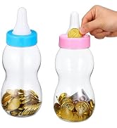 Housoutil 2Pcs Large Baby Bottle Piggy Bank, 11 Inch Big Clear Plastic Baby Bottle Bank, Huge Coi...