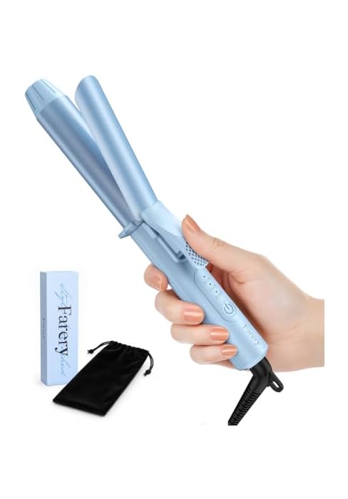FARERY Mini Curling Iron 1 Inch for Travel, with 3 Adjustable Temp, Blue | 100-240V Dual Voltage,...