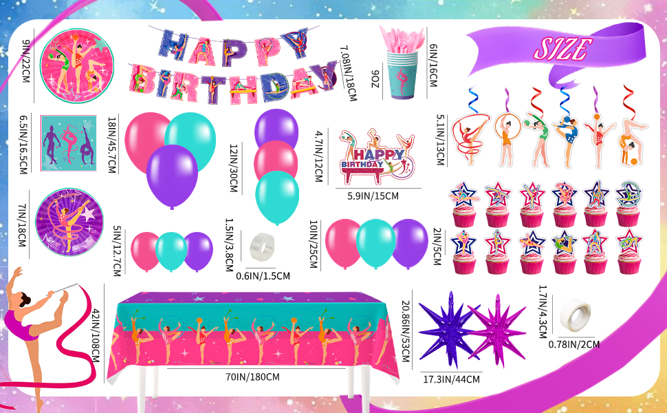 gymnastics theme party decorations