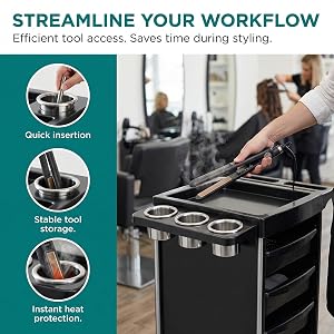 Stainless Steel Hair Styling Station Dryer, Hot Tools, Holder Tube Organizer