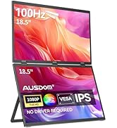 AUSDOM 18.5" Dual Portable Monitor: 18.5 inch 100Hz 1080P Large Portable Folding Stacked Triple E...