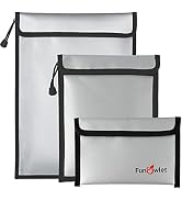 Fireproof Waterproof Money Document Bag - 3 Pack Safe Upgraded Zipper Bags, Fire & Water Resistan...