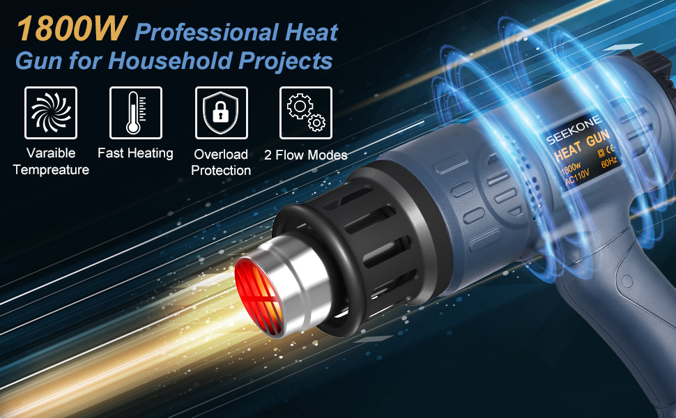 seekone heat gun hot air gun heating gun hot gun 1800w