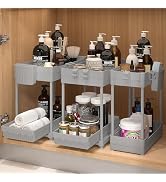 Sevenblue 3 Pack Under Sink Organizers, 2-Tier Multi-Use Kitchen and Bathroom Organizers and Stor...