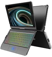 CC Store for iPad 9th Generation Case with Keyboard 10.2 Inch - 7 Color Backlit 360° Swivel Multi...