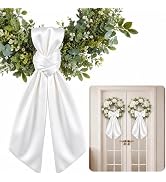2 Pack Wreath Sash for Front Door, White Blank Wreath Sash with 55" L×5" W for Embroidery Monogra...